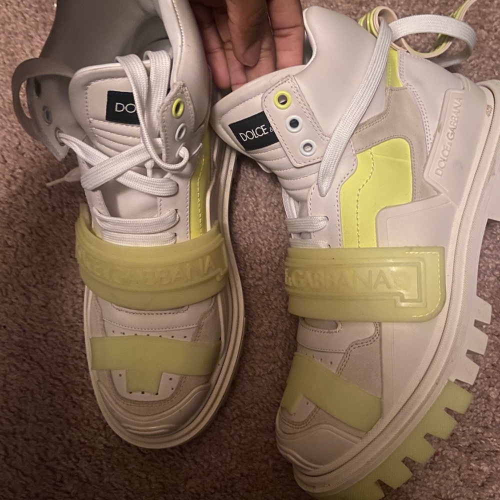 dolce and gabanna cloud buster boots, yellow & cream